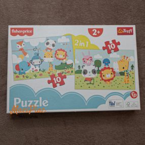   Puzzle Trefl Fisher-Price 33x22 cm 2 db 10-10 darabos állatos kép rakható ki a kicsiknek 2+