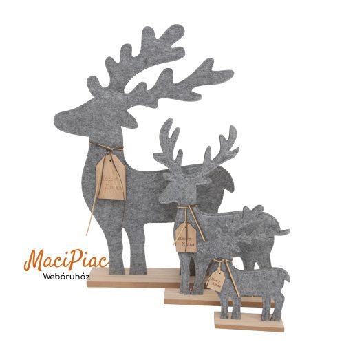 Filcből készült karácsonyi szarvas dekoráció LIVARNO (Merry Xmas fa táblával a nyakukban)  új!