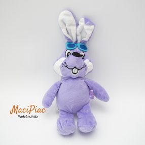 Plüss Milka nyúl, nyuszi kék színű napszemüveggel