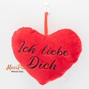   Plüss szív Valentin napi ajándék Ich liebe Dich! felírattal, akasztható