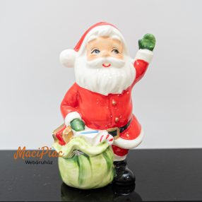   Mikulás puttony ajándékkal porcelánból készült karácsonyi dísztárgy, dekoráció 
