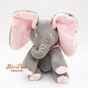   Plüss "Kukucs" BUZ elefánt babáknak Interaktív énekel és beszél, füleig mozgatja kukucskál, bújócskázik  (angol) szürke/rózsaszín