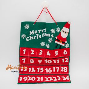   Filc advent naptár 5x5 cm-es zsebekkel Marry Christmas felírattal