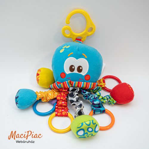 Plüss kék polip babáknak Tesco LOVES BABY zörög csörög, akasztható, lábai gumisak