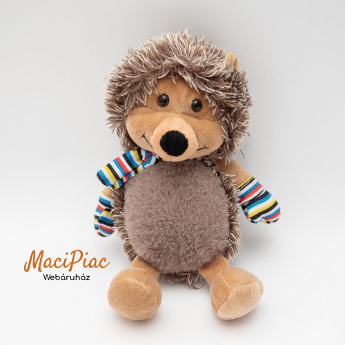 Kinder plüss sün, süni, sündisznó  csíkos sállal a nyakában és kesztyűvel Ritkaság!