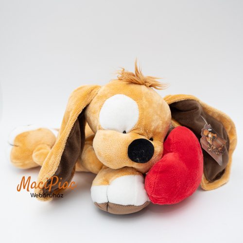 Plüss Stoppel fekvő kutya mesehős szívvel Címkés!