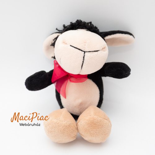 Plüss fekete bari, bárány piros masnival a nyakában 