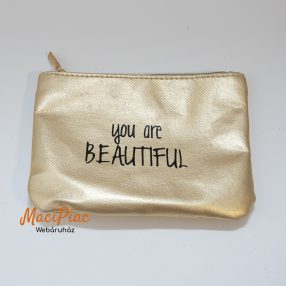   Neszeszer, kis kozmetikai táska arany színű egyterű "you are BEAUTIFUL" felirat EAC márka Francia