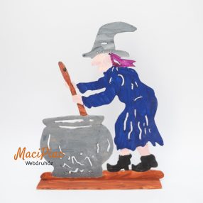   Halloween lézervágott fa tábla főző boszorkány dekoráció Kézi festés!