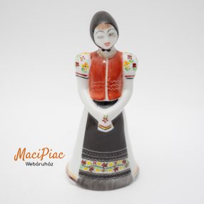   Régi Hollóházi porcelán népviseletes lány, menyecske retro népi figura  (jelzett, eredeti darab, kézzel festett) Hibás