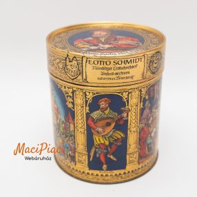   Levehető tetejű vintage henger alakú fém doboz Nürenberg Germany E.OTTO Schmidt