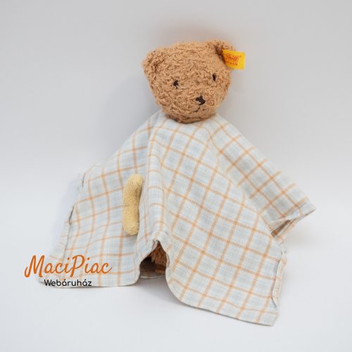 Eredeti Német plüss Steiff maci fém jelzett alvókendó, rongyi, morzsolgatókendő