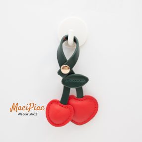 Műbőr cseresznye táskadísz pattentos Új!