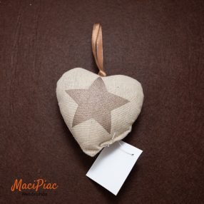   Textil csillag mintás szív (akasztható) aromazsák, benne levendula