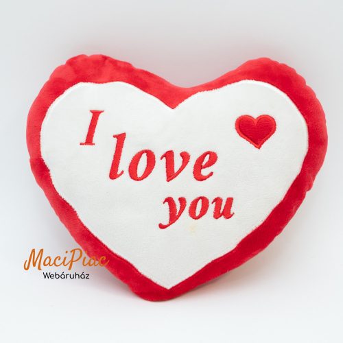 Plüss szív párna Valentin napi ajándék ILOVE YOU felírattal