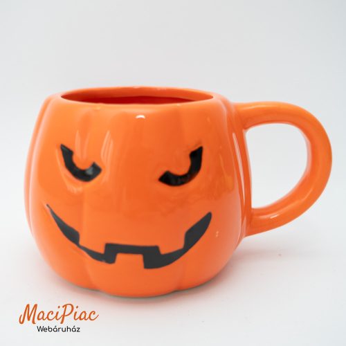 Halloween tök kerámia bögre, amely egy vigyorgó Jack-o'-lantern arcot formáz