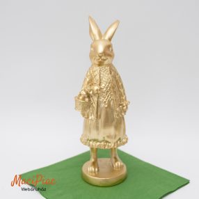   Antikolt hatású nyúl, nyuszi "Mr. és Mrs. Rabbit" (Nyúl úr és Nyúlné) pár egyik tagja húsvéti figura dekoráció (arany színű fényes) új!
