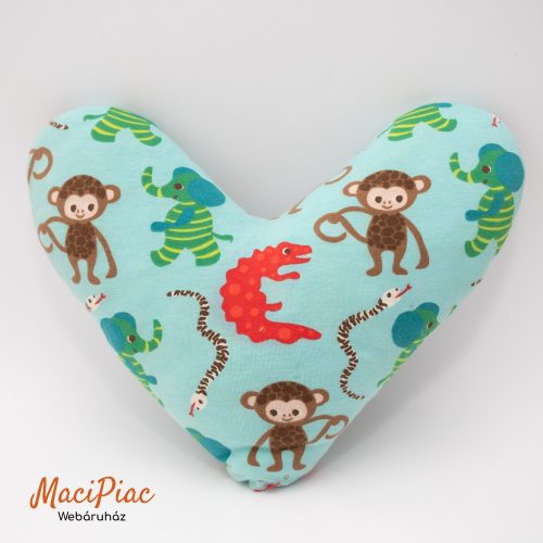 Színes puha pamut anyagú szívpárna, párna dekorációs vagy kényelmi célokra gyerekeknek trópusi állatok mintás