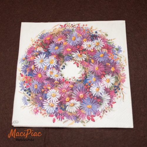 Őszi virág koszorú mintás szalvéta Német 33x33 cm 3 rétegű