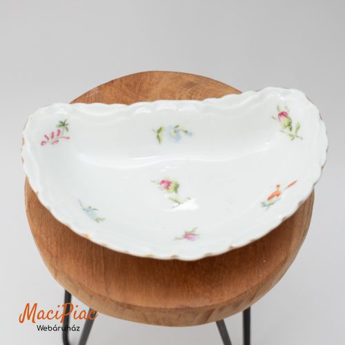 Virág mintás antik csehszlovák porcelán csontos tálka jelzett TK Thun 1794