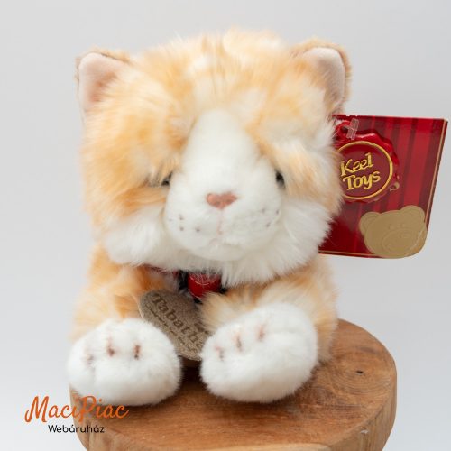Plüss Keel Toys Tabatha nevű hosszú szőrű élethű vörös macska, cica Címkés!