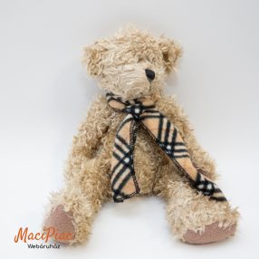   Régi plüss maci Sunkid (forgatható végtagokkal) kockás polár sállal a nyakában