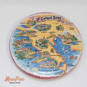   Olasz szuvenír dísztányér, falitányér híres Le Cinque Terre vidéket mutatja be 