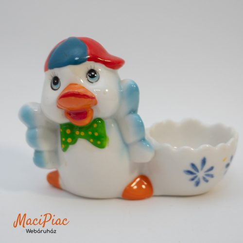 Porcelán húsvéti mókás lágytojástartó, tojástartó kacsa alakú