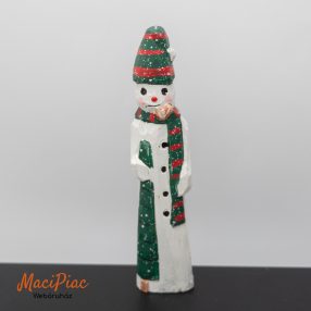   Fa hóember karácsonyi figura, dekoráció (kézi festés, faragás)