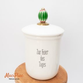 Jelezett régi porcelán cukortartó fedéllel