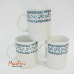   Három vintage stílusú Made in Poland Lengyel porcelán kék virág mintás bögré Jarolina márka Gyűjtőknek!
