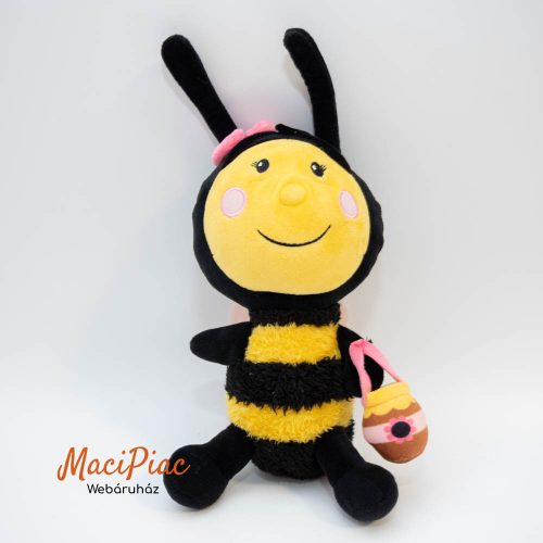 Plüss méh, méhecske, darázs mézgyűjtővel Neve: Bella, márka: Gemaco svajci Coop 2019 „Bee Happy”