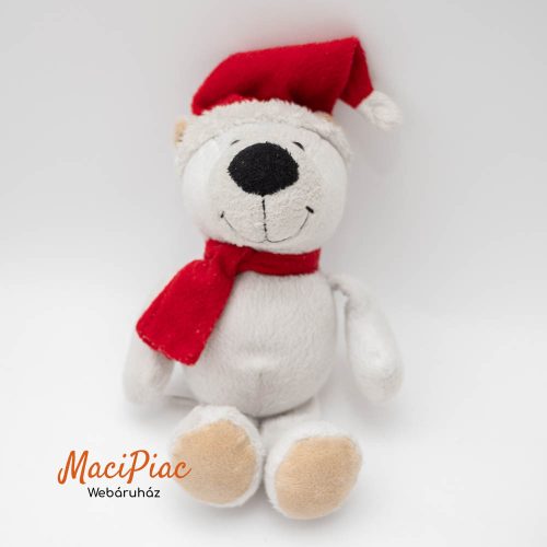 Kinder plüss Mikulás sapkás jegesmedve maci  
