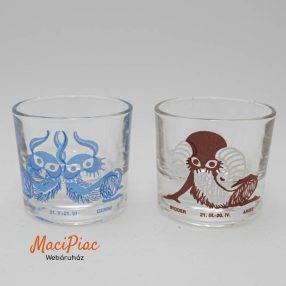 Retro horoszkópos feles poharak ikrek és kos 1970-1980