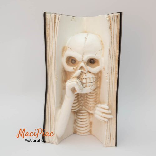 Halloweeni dekoráció, csontvázkönyvben figura (világít)