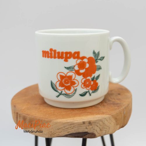 Milupa virág mintás retro porcelán bögre 70-es 80-as évekből 