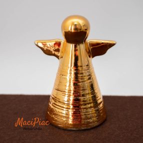   Porcelán angyal (arany színű) nipp, karácsonyi dísztárgy, csúcsdísz