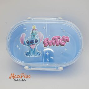   Kék színű uzsonnás, uzsonnatartó levehető tetejű műanyag doboz gyerekeknek Pepco STITCH mintás Új!