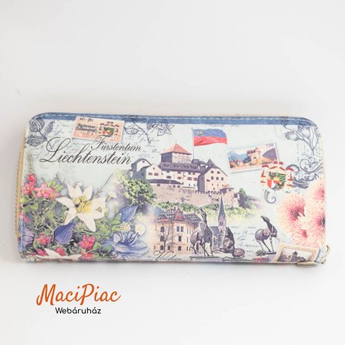 Liechtenstein tematikájú, vintage stílusú női nagyméretű pénztárca