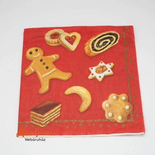 Karácsony mézeskalács mintás szalvéta Forest Christmas Hazai termék 33x33 cm 3 rétegű