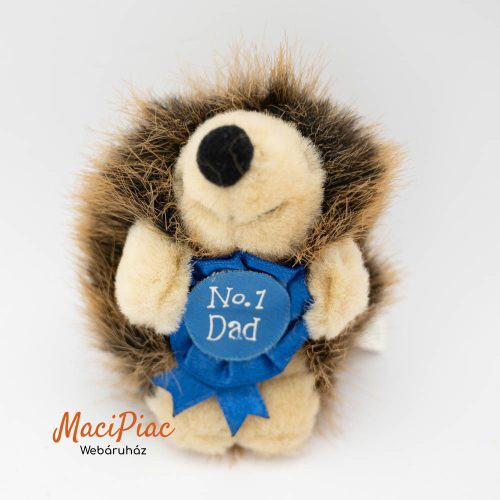 Plüss nagyon kedves sün, süni, sündisznó apák napjára „No.1 Dad” felirattal 1990-2000 Russ márka