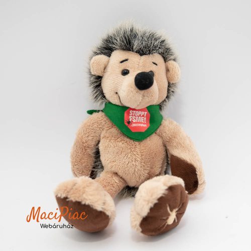 Kullancs- és FSME-ellenes plüss sündisznó zöld kendővel a nyakában Állítsátok meg az FSME-t! ...oltás most! Reklám figura! Baxter