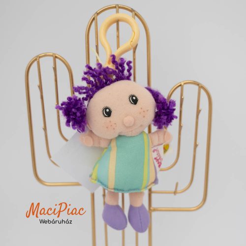 Lila hajú rongybaba német Zapf Creation kulcstartó táskadísz neve: Samy „Mini Ragdoll"