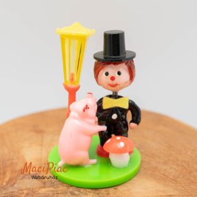  Szilveszteri szerencsehozó kéményseprő figura malaccal (műanyag)