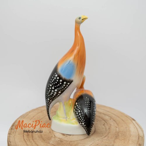 Hollóházi porcelán gyöngytyúk pár nipp, dekoráció, madár figura