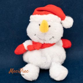   Plüss hóember figura, piros sapkában, kesztyűben, piros sállal, puha Akasztható!
