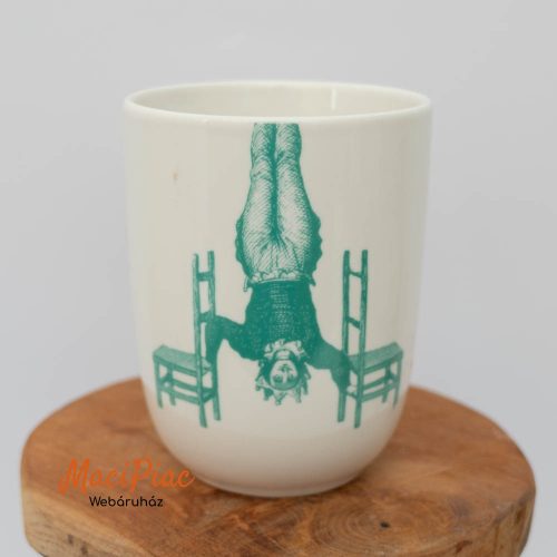 Porcelán vintage limitál pohár, bögre „P & T” jelzéssel.  Paper & Tea Berlin művészeti gyűjtői design