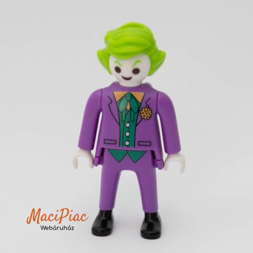 Playmobil Kinder műanyag figurák 9 db DC képregényhősök és gonosztevők sorozatból Joker – lila öltöny, zöld haj, fehér arc.