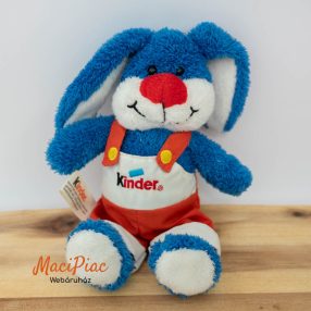   Kinder plüss nyúl, nyuszi kantáros nadrágban hímzéssel  (bolyhos bundázatú)