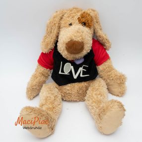   Plüss kutya CHAD VALLERY TOYS arany retriever LOVE felíratos hímzett pólóban, ami levehető róla 